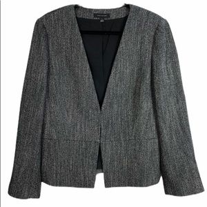 Ann Taylor Grey/Black Tweed-Look Size 14 Blazer